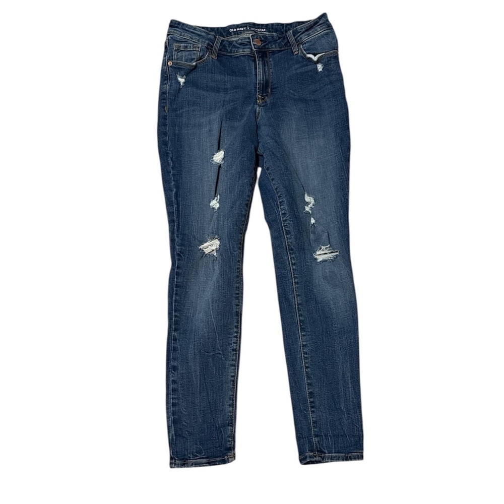 Old Navy Dark Blue Distressed Skinny Jeans